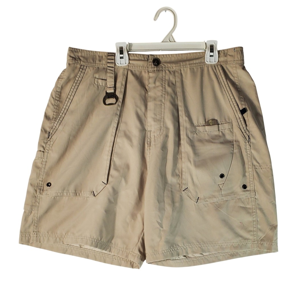 Salt Life Mens Performance Fishing Shorts Tan Khaki Size XL Cargo Utility Pocket
